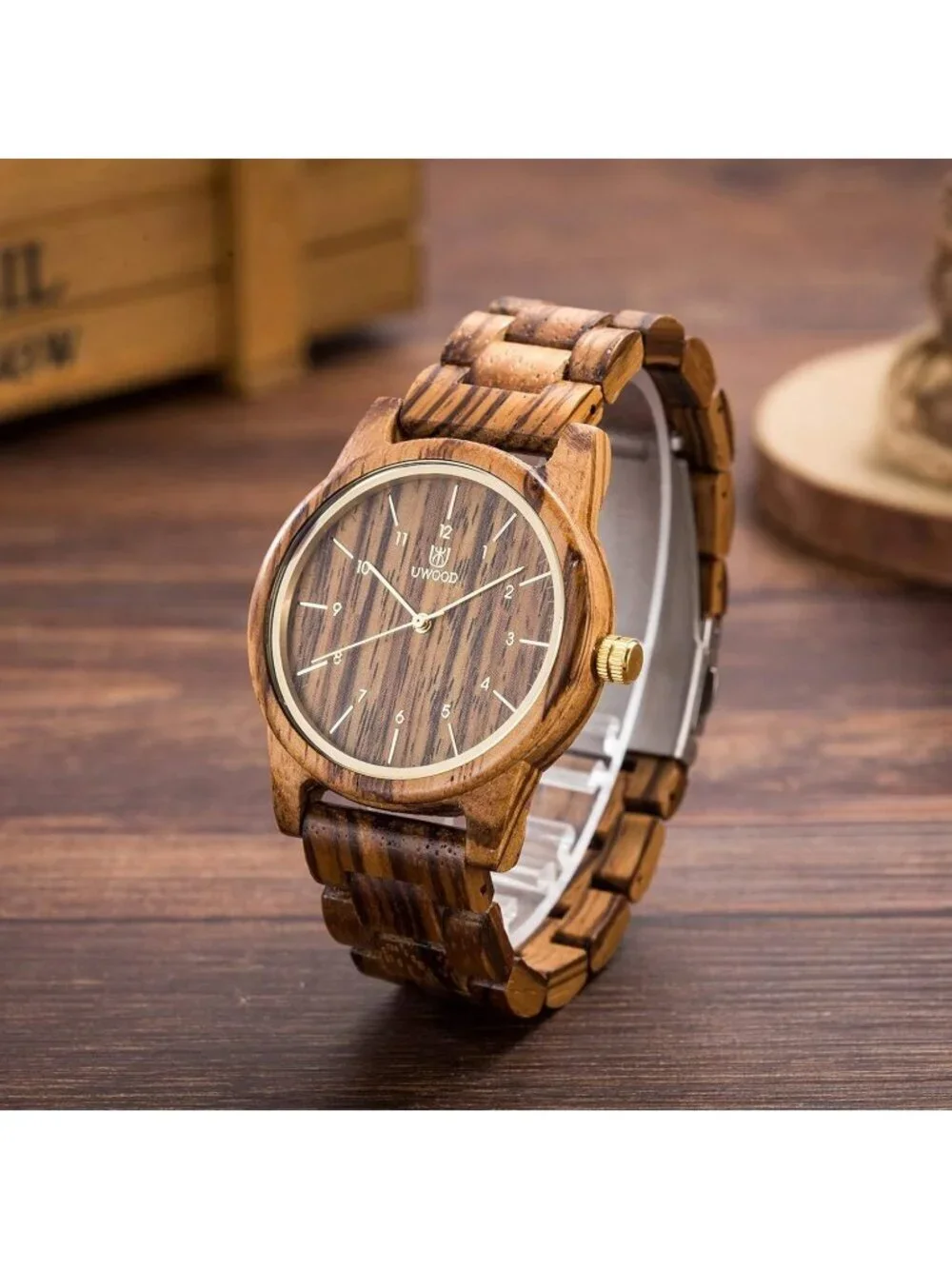 Men's Brown Analog Unisex Natural Handmade Adjustable Waterproof Wooden Watch
